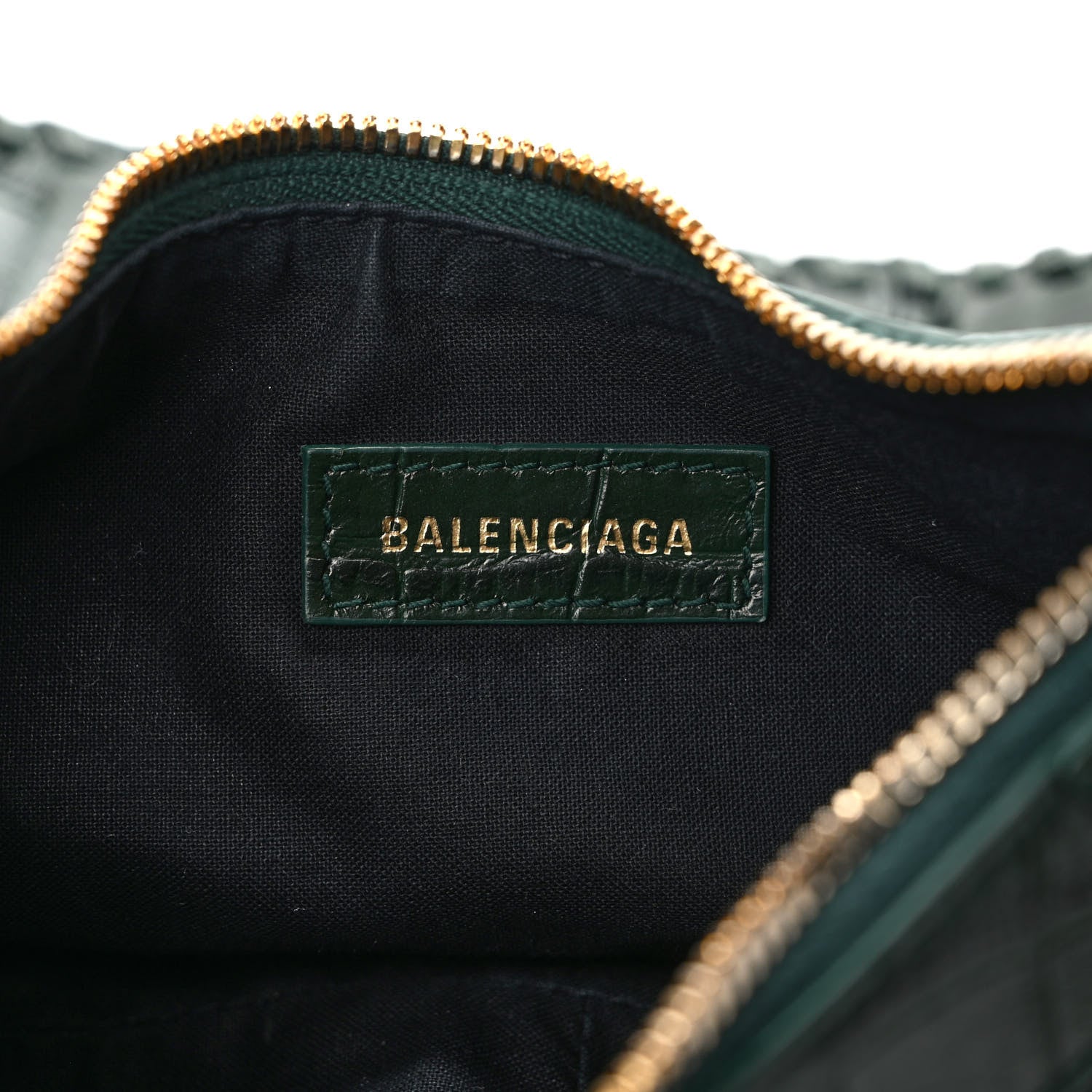 Balenciaga Extra Supple Calfskin Crocodile Embossed Le Cagole Shoulder Bag XS Forest Green 7 of 10