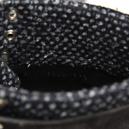 Chanel Suede Tweed High Top Sneakers 37.5 Dark Grey 8 of 9