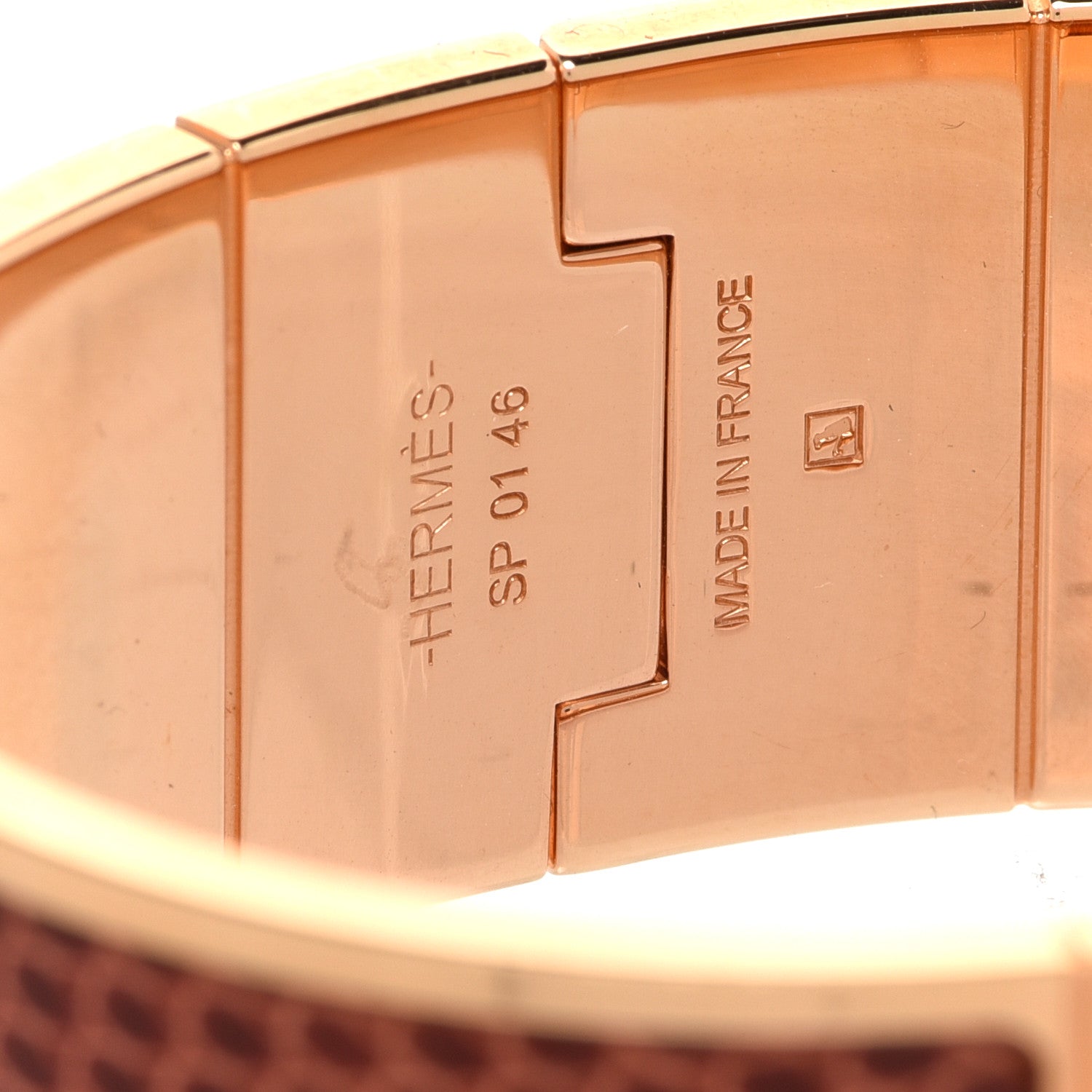 Hermes Lizard Charniere Uni Wide Hinged Bracelet S Etrusque 5 of 6