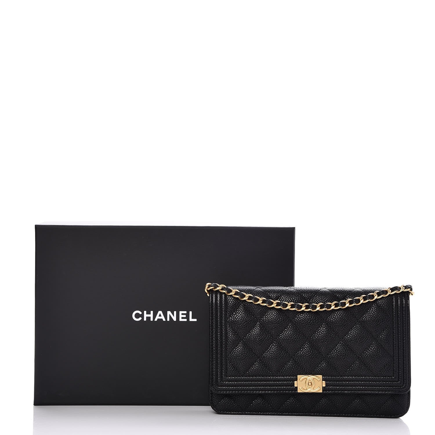 Chanel Caviar Quilted Boy Wallet On Chain WOC Black 9 of 9