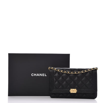 Chanel Caviar Quilted Boy Wallet On Chain WOC Black 9 of 9