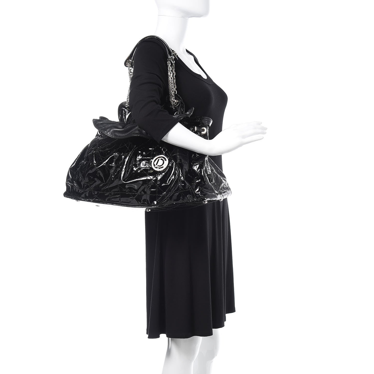 Christian Dior Patent Cannage Medium Le Trente Tote Black 2 of 13