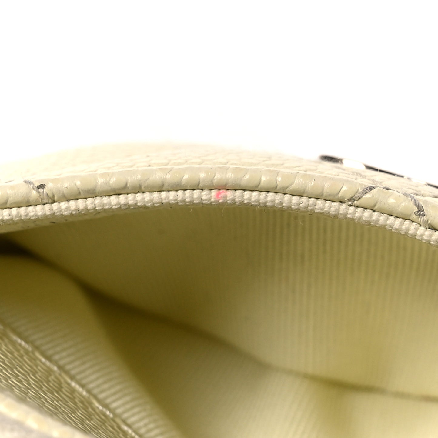 Caviar Quilted Zip Card Holder Wallet Light Yellow
