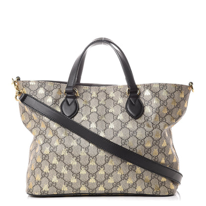 Gucci Soft GG Supreme Monogram Bees Small Crossbody Tote Beige Oro Black 1 of 12