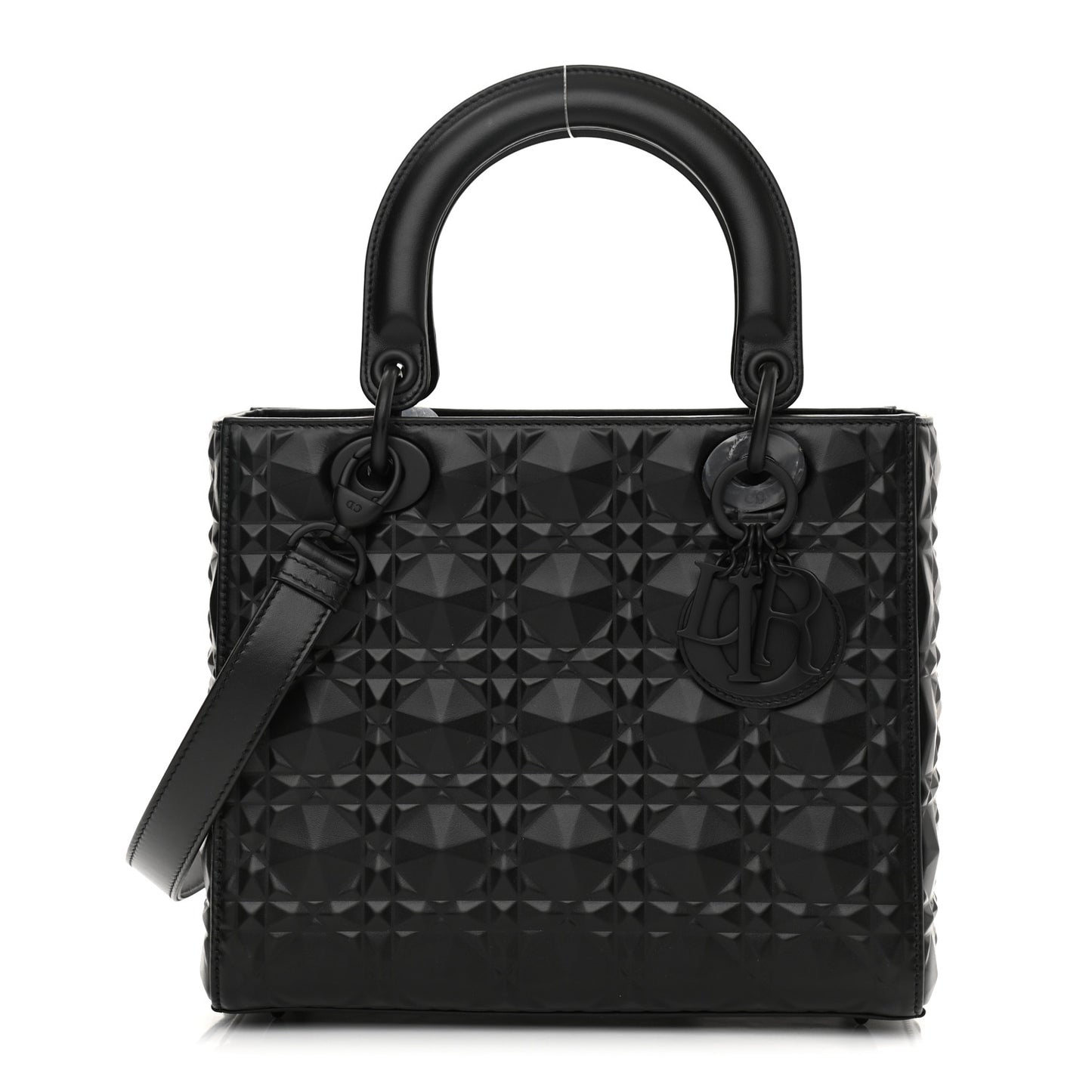 Calfskin Cannage Diamond Cannage Medium Lady Dior Black