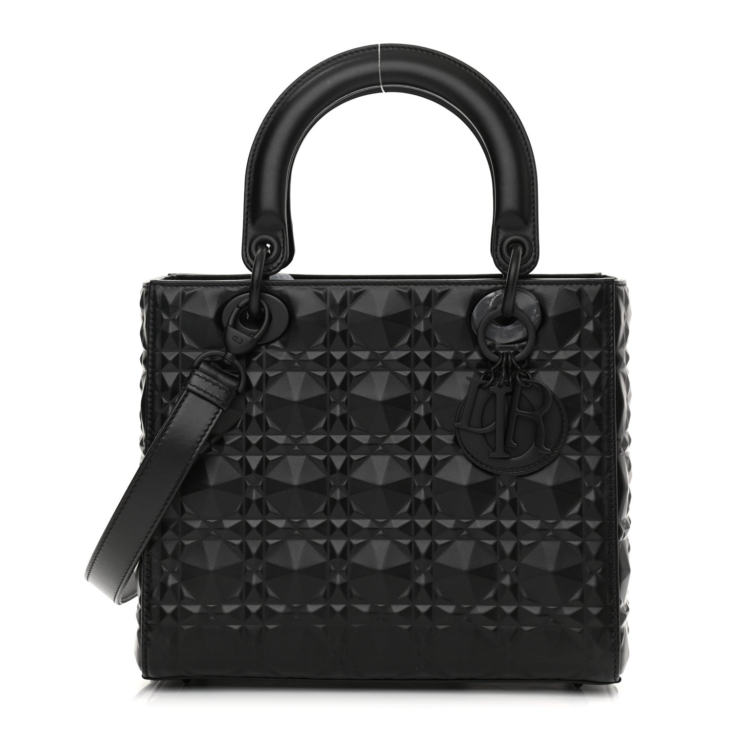 Christian Dior Calfskin Cannage Diamond Cannage Medium Lady Dior Black 1 of 10