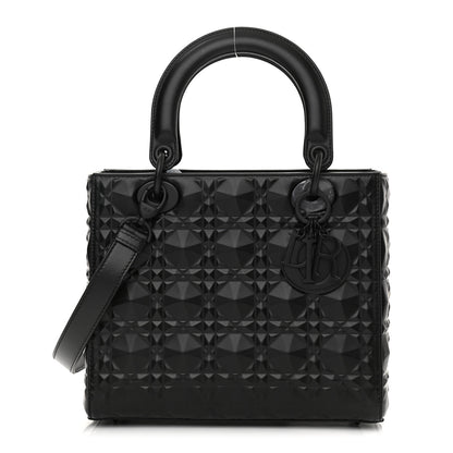 Christian Dior Calfskin Cannage Diamond Cannage Medium Lady Dior Black 1 of 10