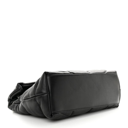 Saint Laurent Lambskin Quilted Medium Loulou Puffer Monogram Chain Satchel Black 4 of 10