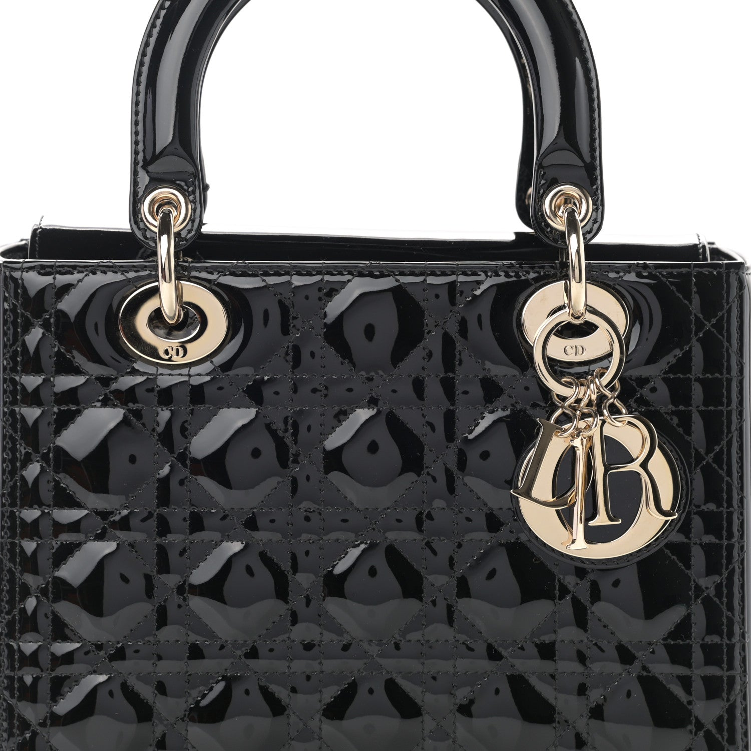 Christian Dior Patent Cannage Medium Lady Dior Black 7 of 10