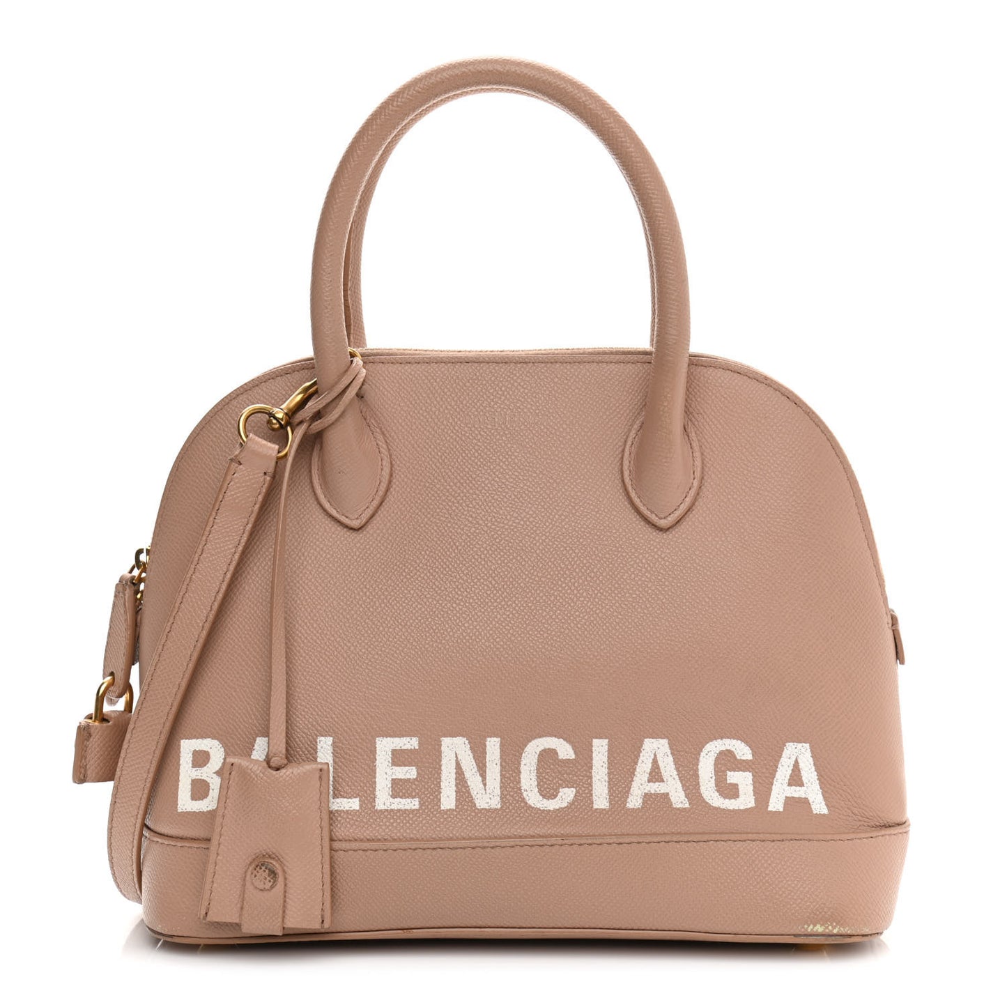 Grained Calfskin S Ville Top Handle Bag Beige Tapioca