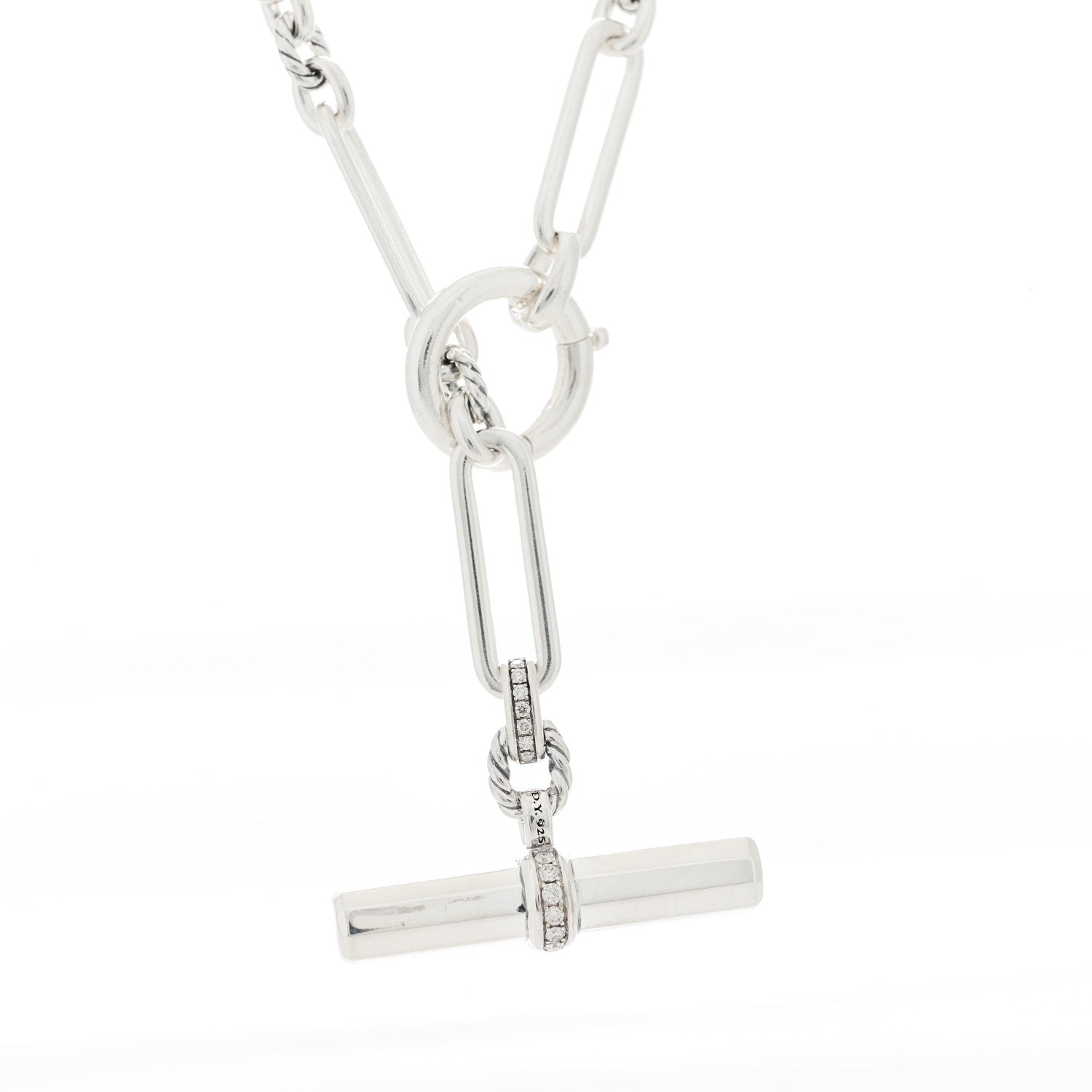 David Yurman Sterling Silver Diamond Lexington Y Chain Necklace 3 of 3