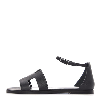Hermes Epsom Santorini Sandals 37 Black 1 of 9