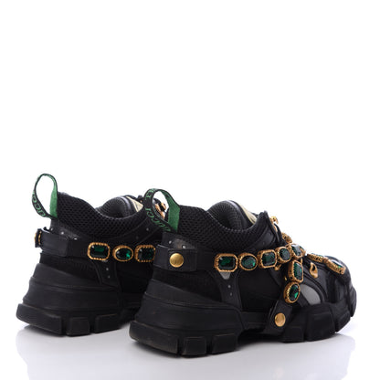 Gucci X SEGA Mesh Suede Calfskin Removable Crystals Womens Flashtrek Sneakers 36.5 Black Silver 4 of 6