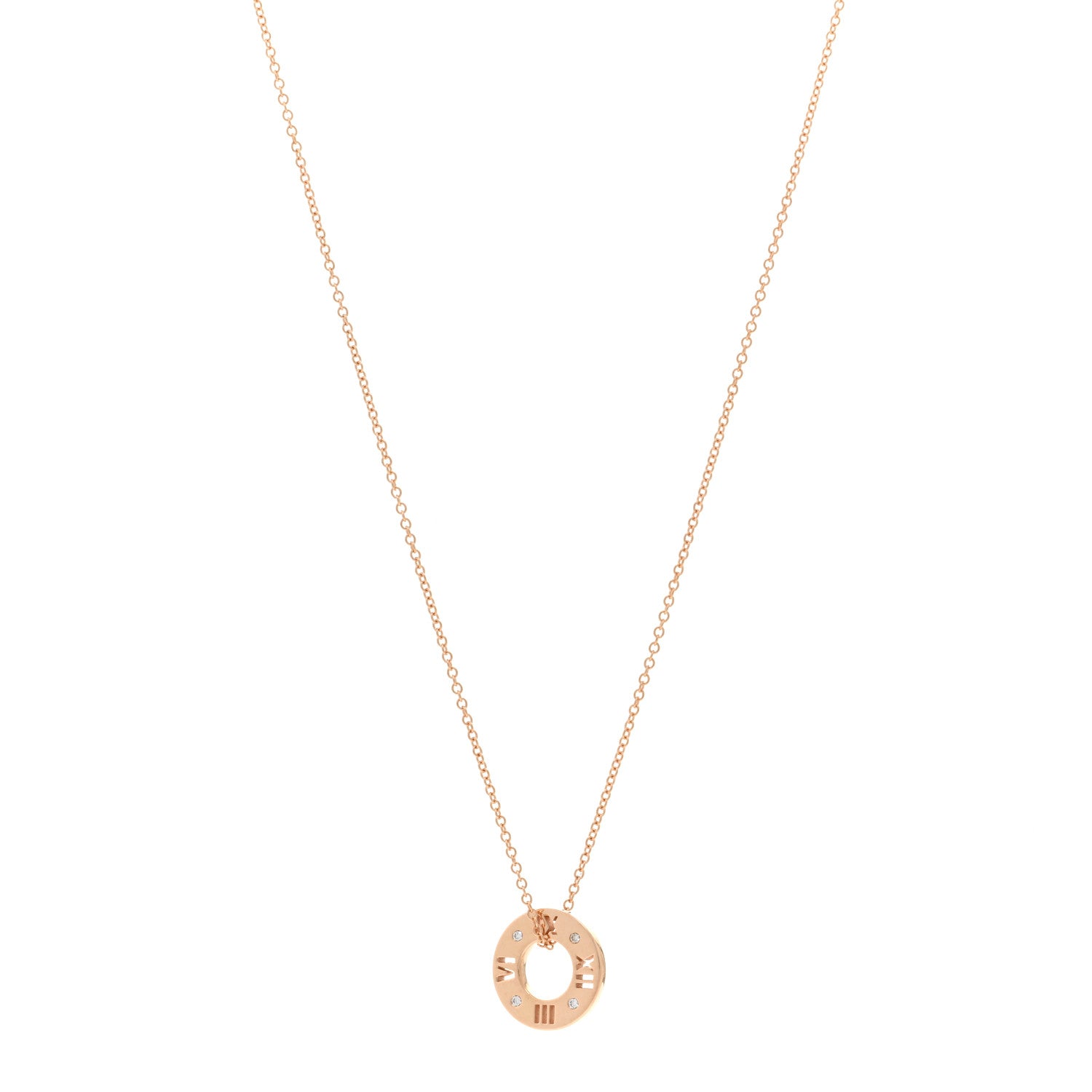Tiffany 18K Rose Gold Diamond Atlas Pierced Pendant Necklace 1 of 4