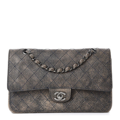 Chanel Calfskin Stitched Jumbo Double Flap Brown Blue 1 of 10