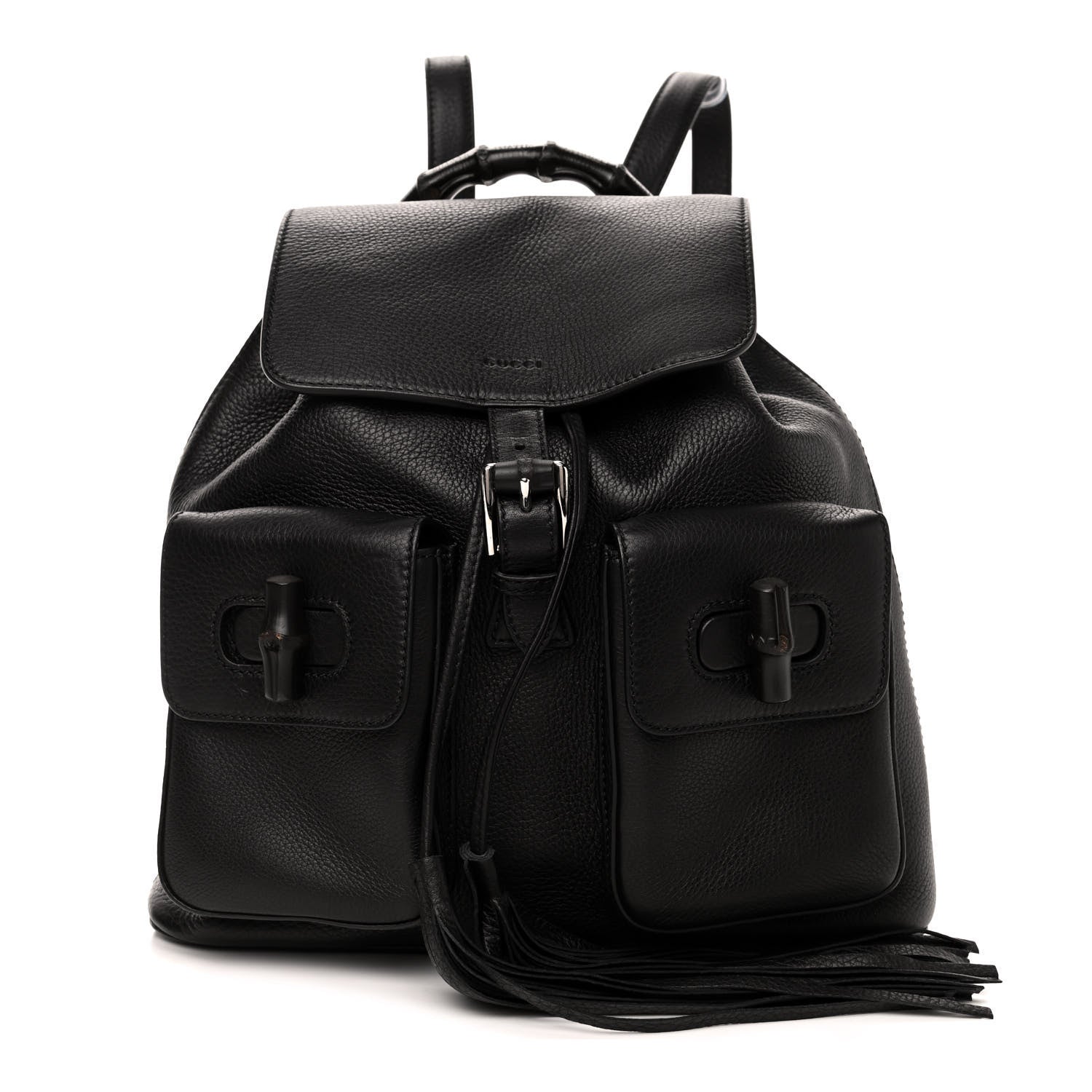 Gucci Cellarius Calfskin Medium Bamboo Backpack Black 1 of 6