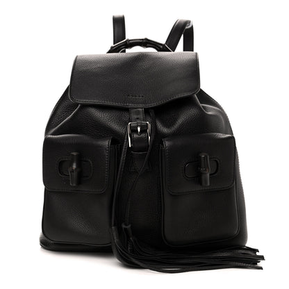 Gucci Cellarius Calfskin Medium Bamboo Backpack Black 1 of 6