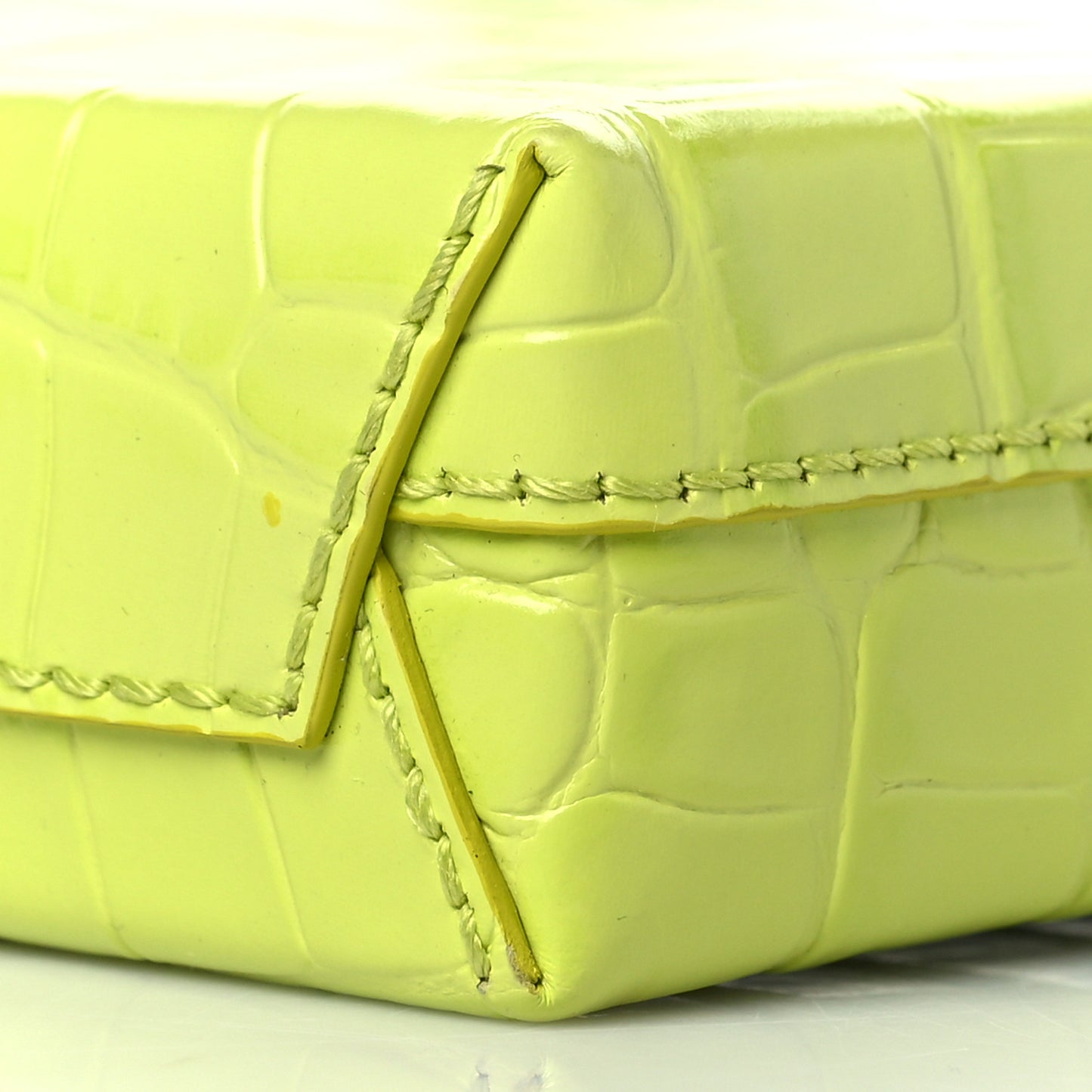 Calfskin Crocodile Embossed Logo Shopping Phone Holder Bag Lime