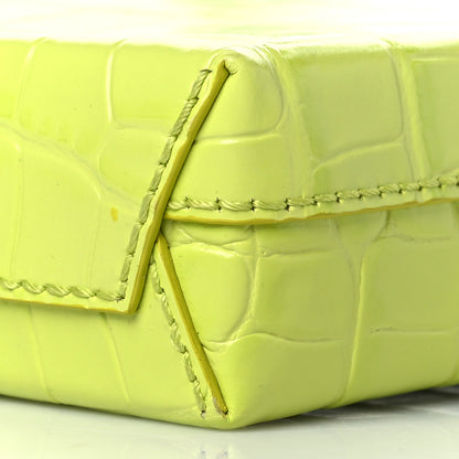 Balenciaga Calfskin Crocodile Embossed Logo Shopping Phone Holder Bag Lime 10 of 10