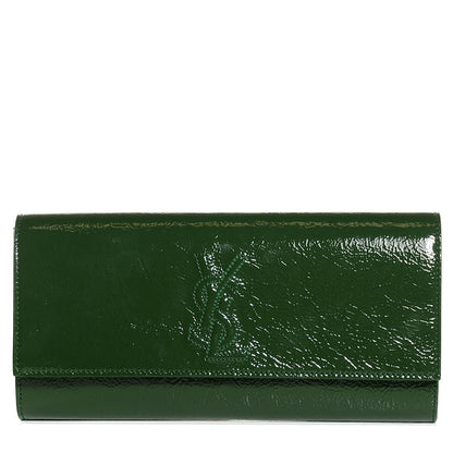 Saint Laurent Distressed Patent Small Belle De Jour Clutch Tartan Green 1 of 7