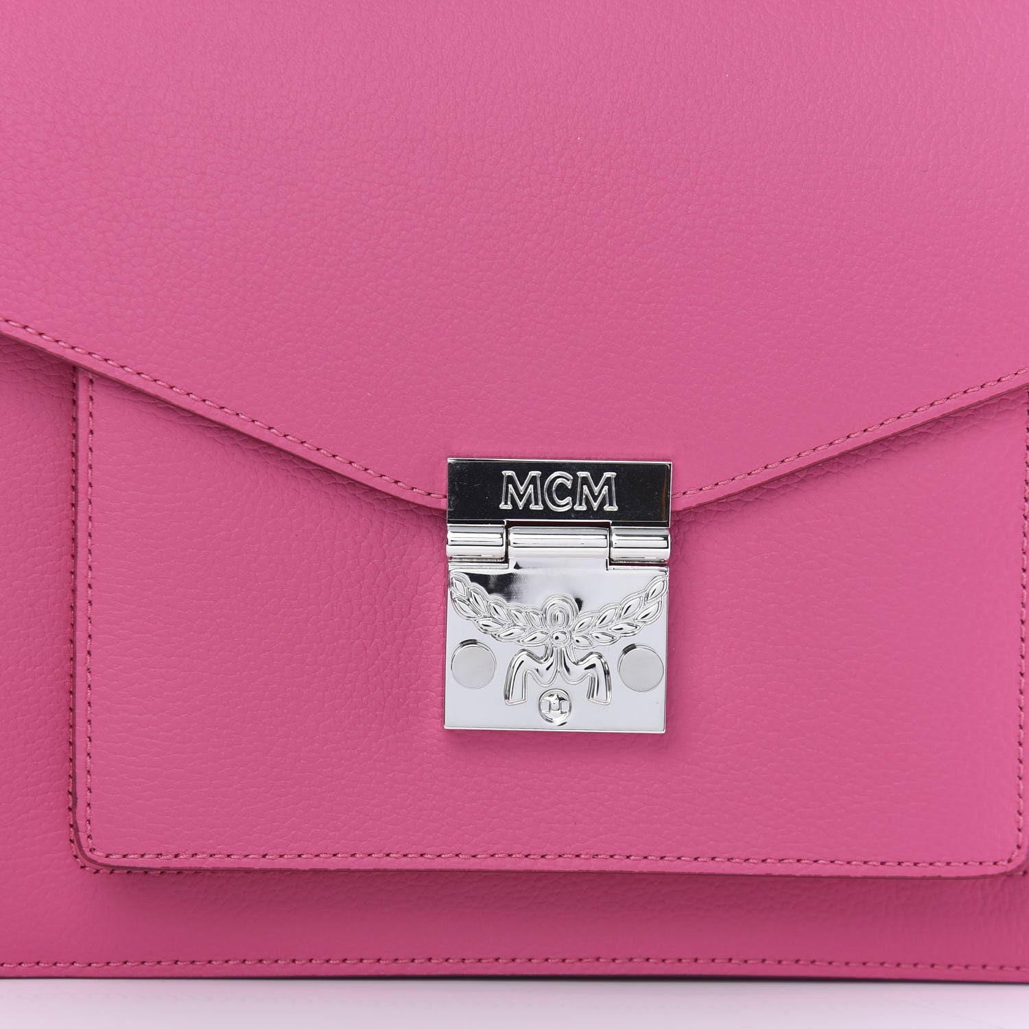 MCM Grained Calfskin Medium Patricia Park Avenue Satchel Sugar Pink 10 of 10