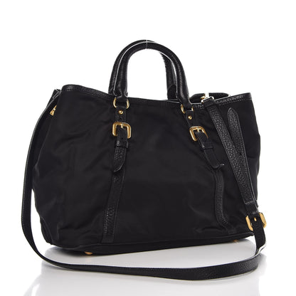 Prada Tessuto Nylon Vitello Daino Tote Black 3 of 8