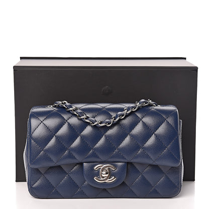 Chanel Caviar Quilted Mini Rectangular Flap Dark Blue 10 of 10