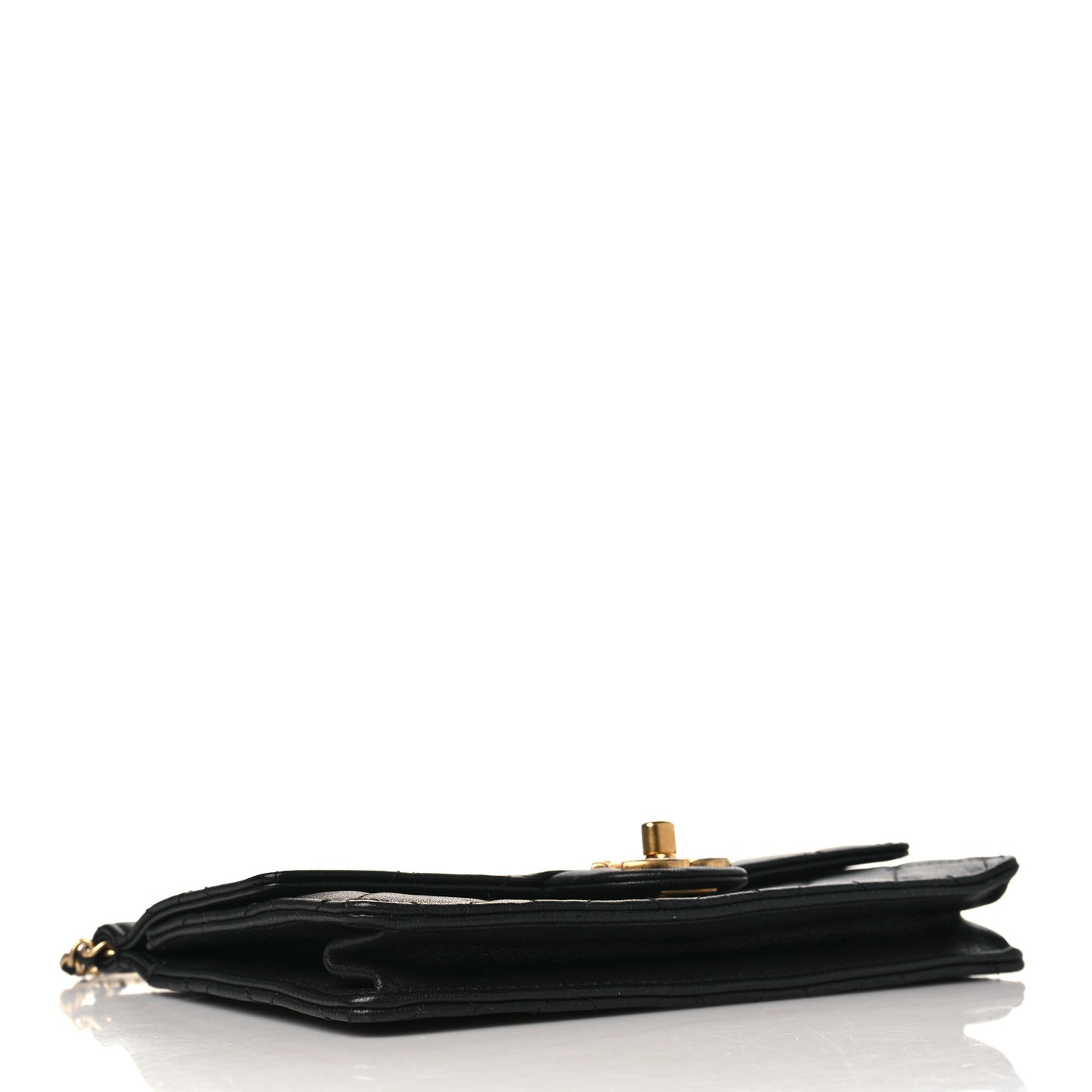 Lambskin Quilted Large Pearl Chain Flap Bag Black