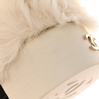 Chanel Shearling Sheepskin High Boots 35.5 Ivory Black 12 of 15