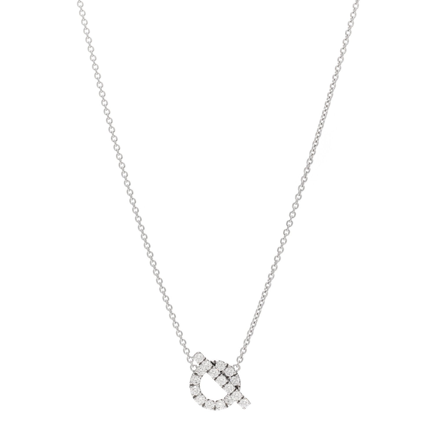 Hermes 18K White Gold Diamond Finesse Pendant Necklace 1 of 5