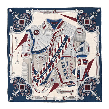 Hermes Silk Neo Brandebourgs Scarf 100 Naturel Bordeaux Gris 1 of 9