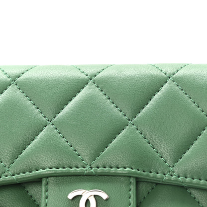 Chanel Lambskin Quilted Compact Flap Wallet Green 9 of 10