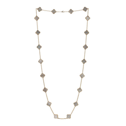 Van Cleef & Arpels 18K Yellow Gold Mother of Pearl 20 Motifs Vintage Alhambra Necklace 3 of 5