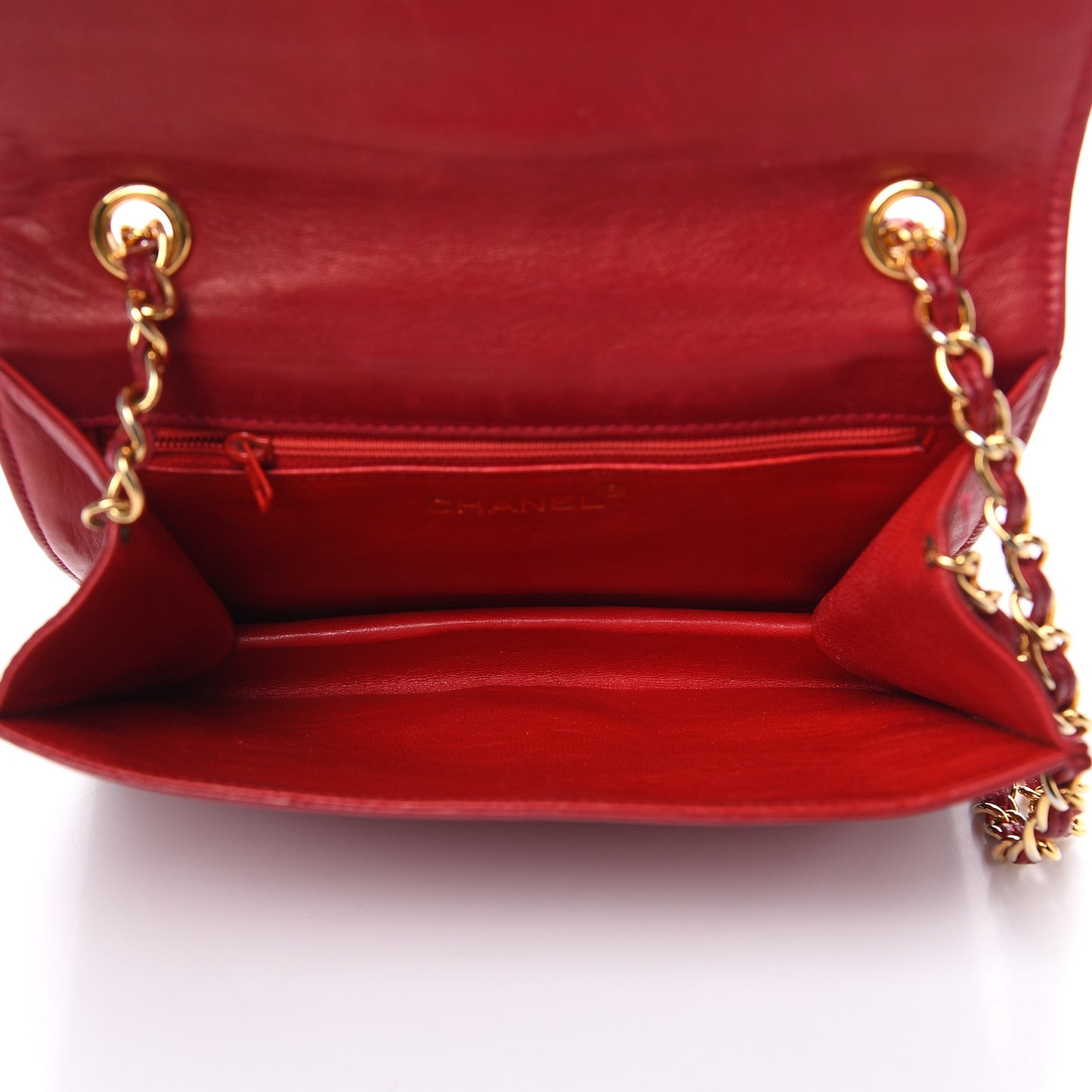 Lambskin Quilted CC Small Single Flap Red