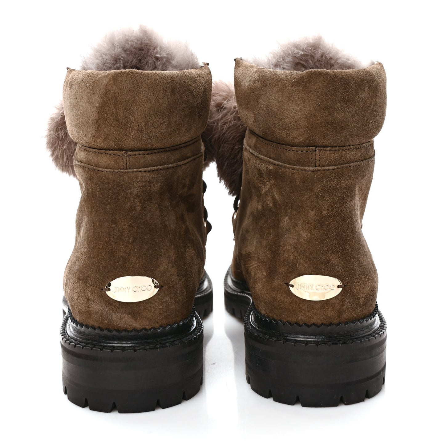 Suede Rabbit Fur Pom Pom Elba Flat Boots 39 Mink