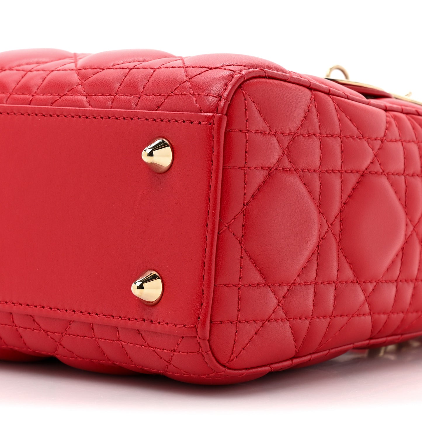 Lambskin Cannage Small Lucky Badges My Lady Dior Red
