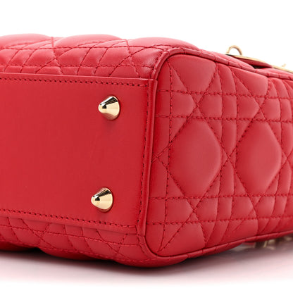 Christian Dior Lambskin Cannage Small Lucky Badges My Lady Dior Red 8 of 9