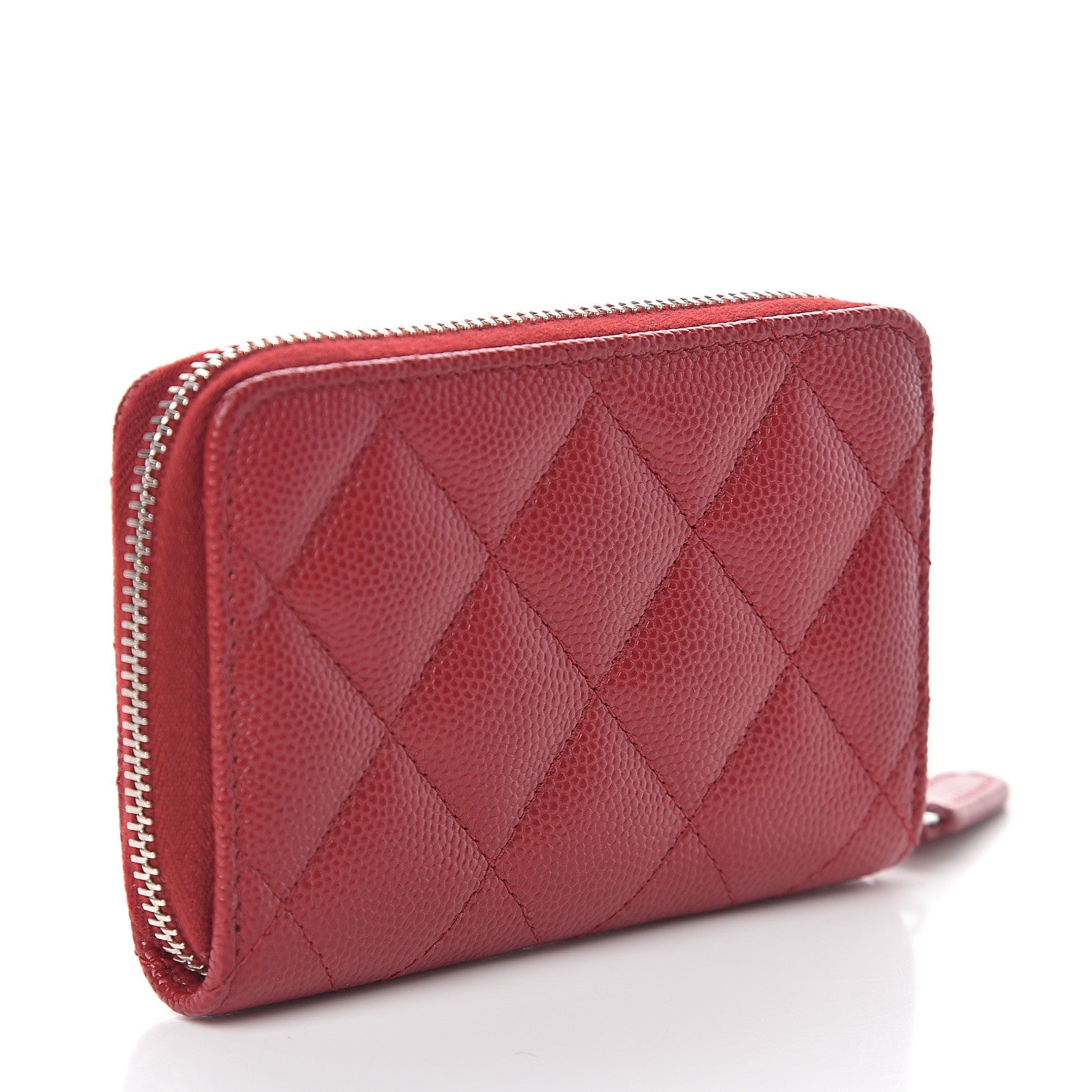 Chanel Caviar Quilted Zip Coin Purse Dark Red 2 of 6