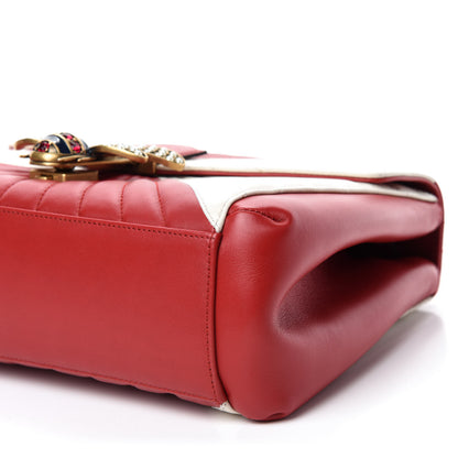 Gucci Calfskin Bamboo Trapuntata Queen Margaret Top Handle Bag Mystic White Hibiscus Red 7 of 10