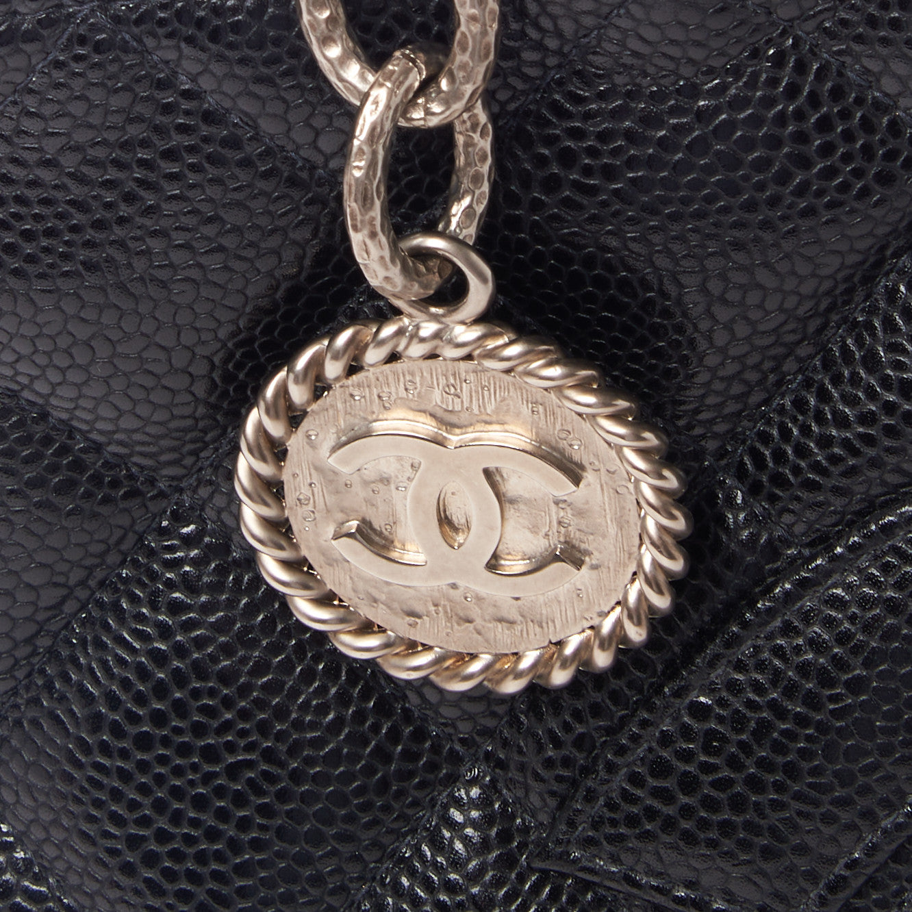 Caviar Quilted Medallion Tote Black