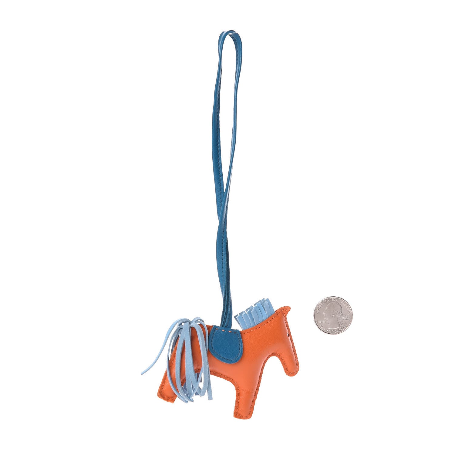 Hermes Milo Lambskin Grigri Rodeo Horse Bag Charm PM Feu Celeste Bleu Izmir 2 of 3