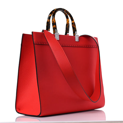 Fendi Vitello Cher Plexiglass Logo Debossed Medium Fendi Sunshine Shopper Tote Papavero 3 of 7