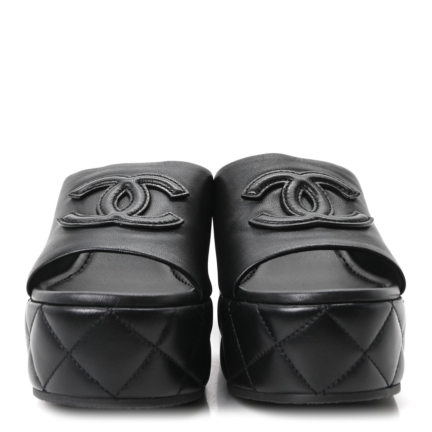 Chanel Lambskin Quilted CC Platform Mules 38.5 Black 3 of 10