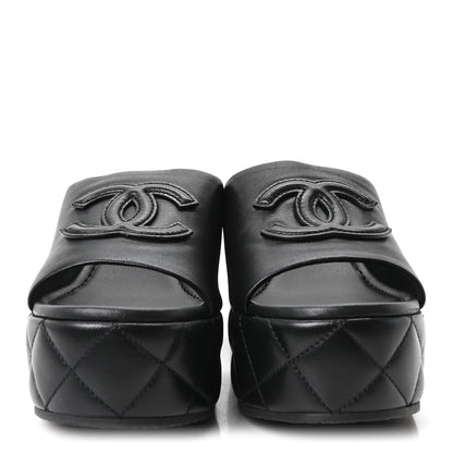 Chanel Lambskin Quilted CC Platform Mules 38.5 Black 3 of 10