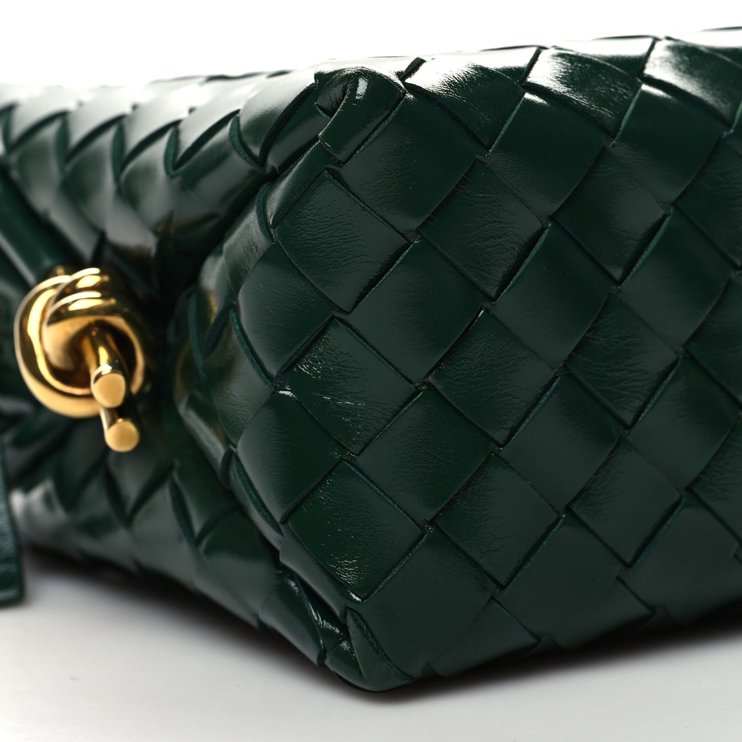 Polished Patent Intrecciato Knot Small Loop Camera Bag Raintree