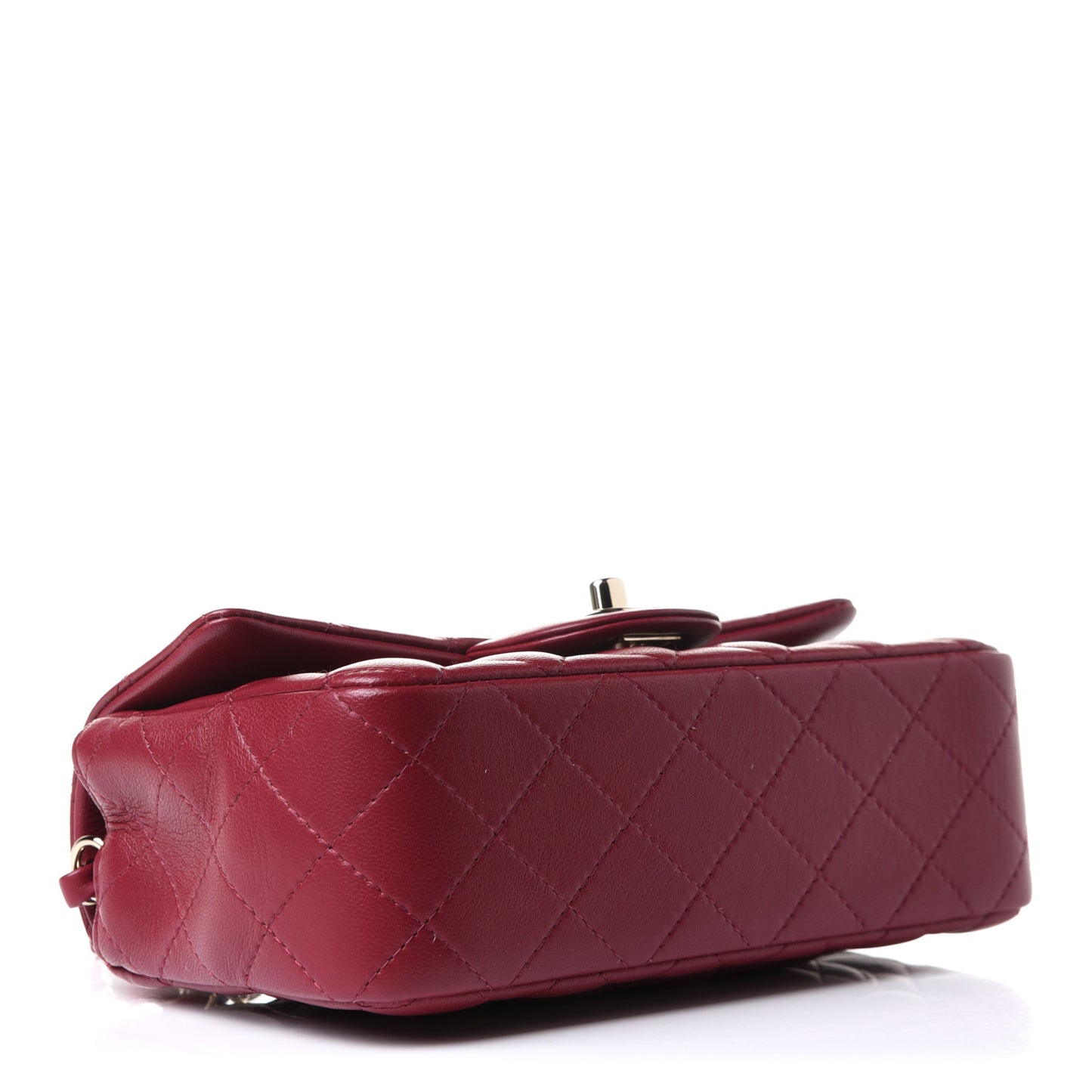 Lambskin Quilted Mini Rectangular Flap Burgundy