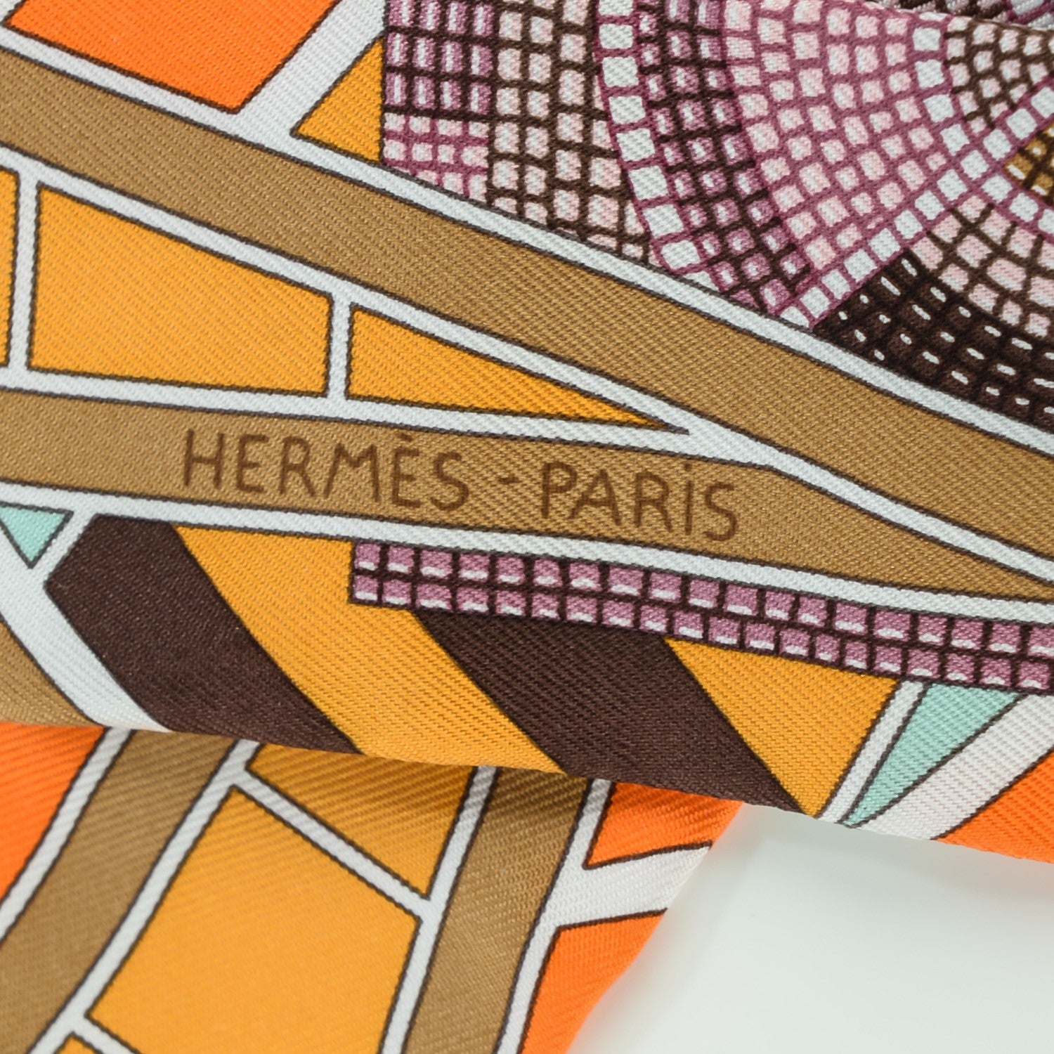 Hermes Silk L'Art Indien Des Plaines Twilly Orange Mauve Tournesol 7 of 7