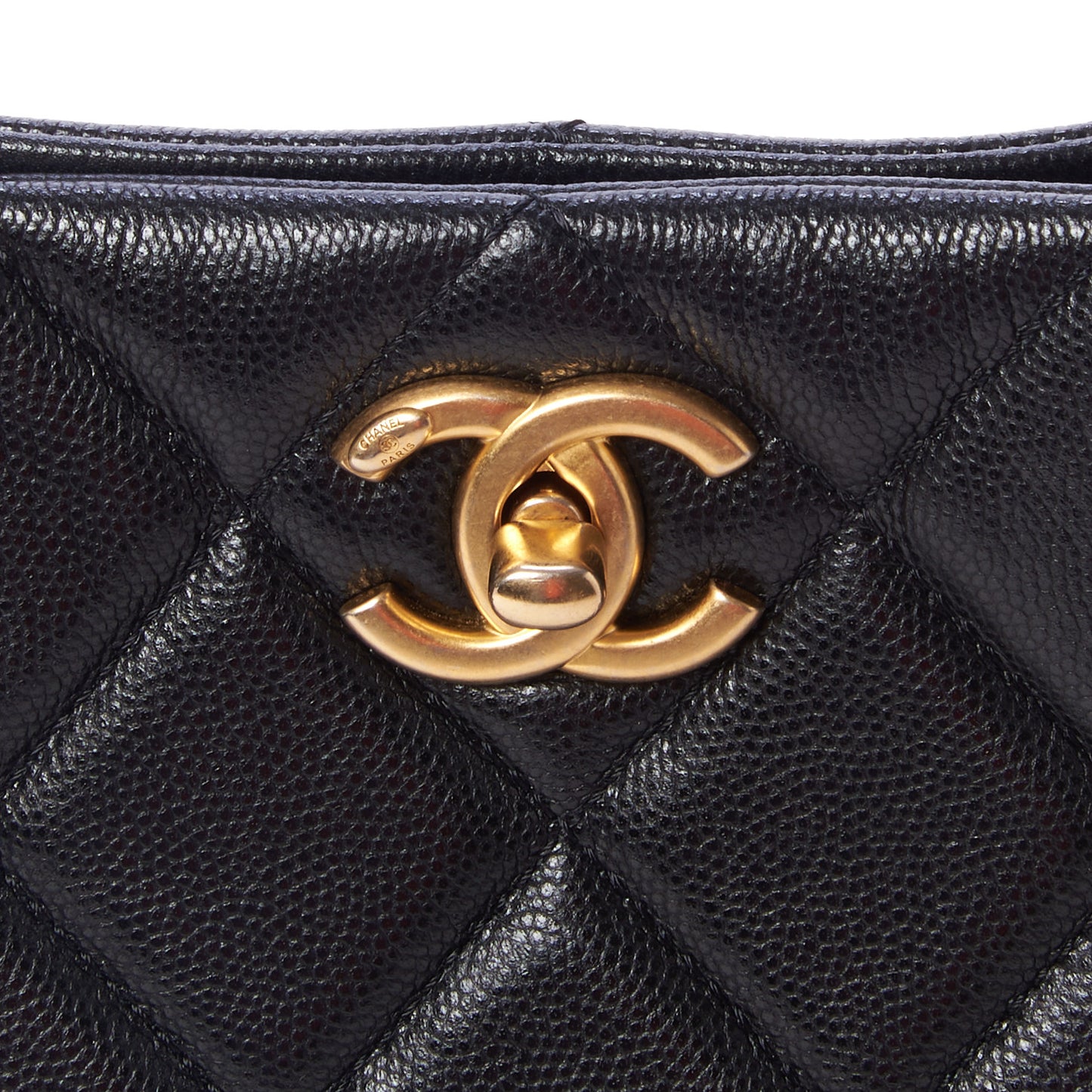 Caviar Quilted Sweet Classic Shopping Tote Black