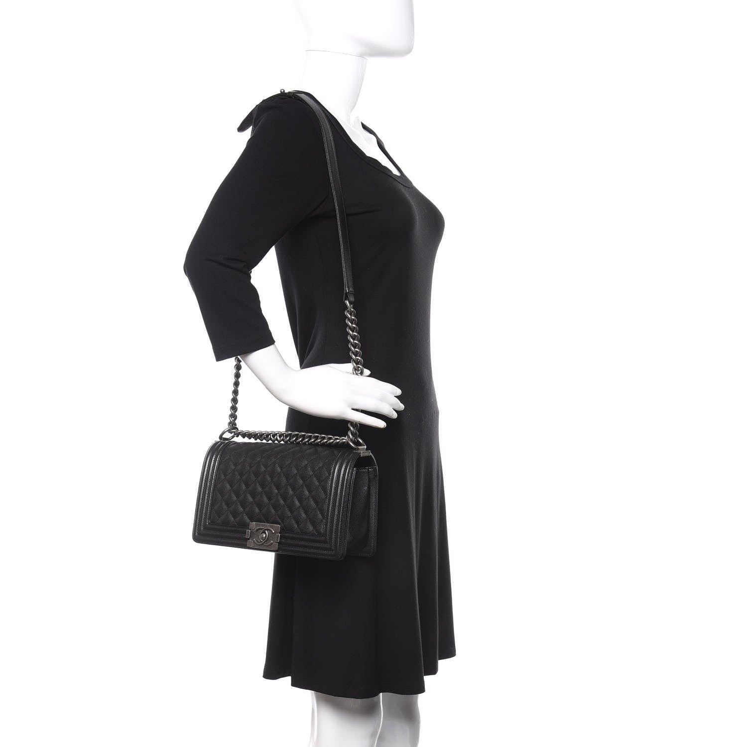 Chanel Caviar Quilted Medium Boy Flap Black 2 of 11
