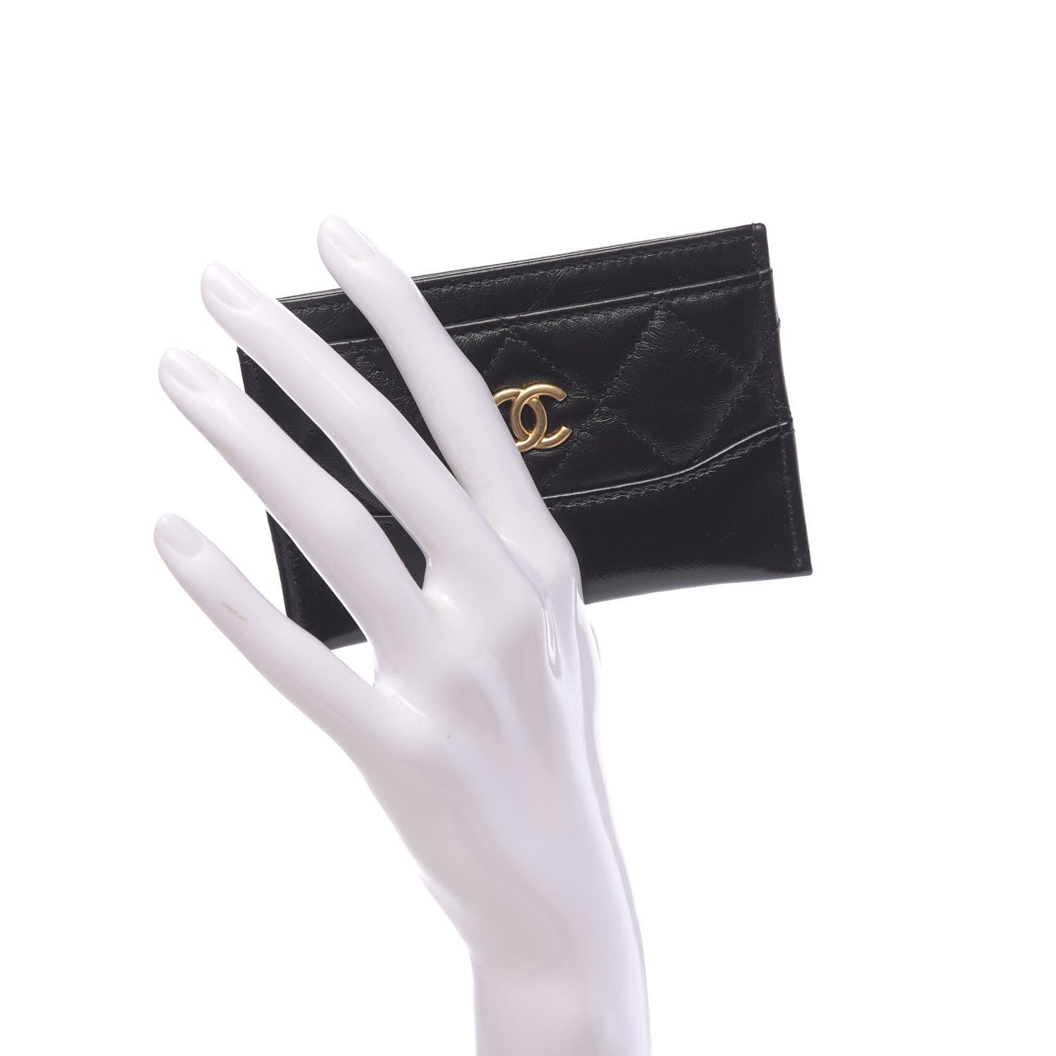 Chanel Aged Calfskin Quilted Gabrielle Card Holder Black 2 of 9